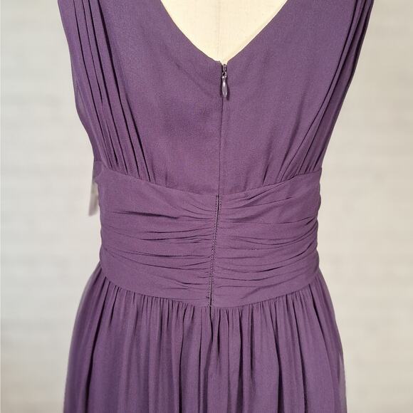 NWT $240 Donna Morgan Purple Silk Cocktail Dress, 14, Sleeveless with Pleating - Picture 4 of 8